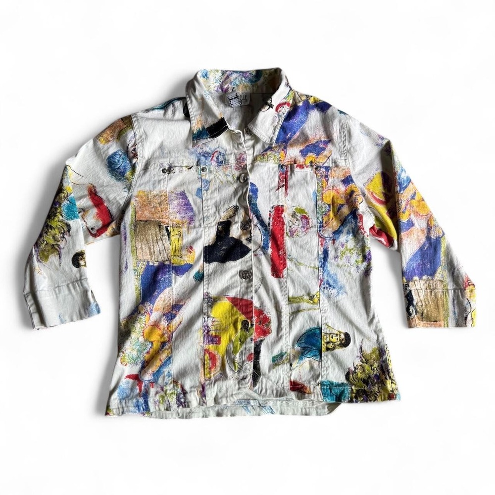 Vintage Abstract Cervelle Casual Button Up Jacket
